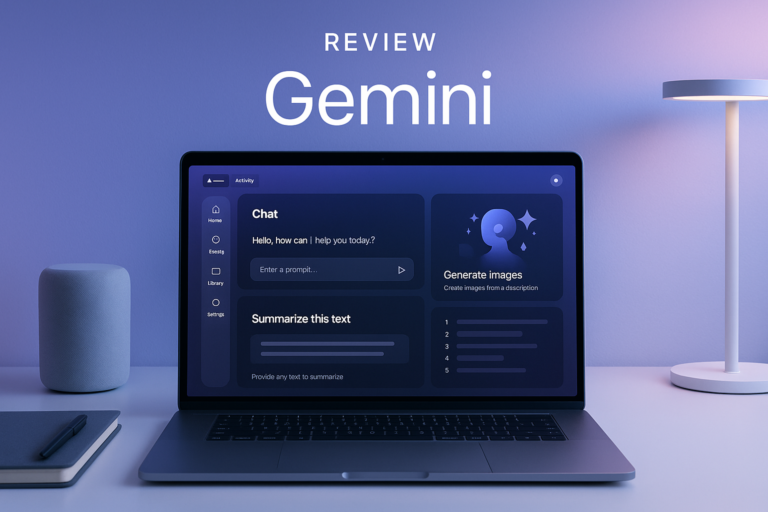 Futuristic AI productivity interface for Gemini review